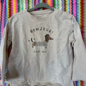 Rylee + Cru Beige 'Bonjour! Good Day' Dachshund Graphic Long-Sleeve Top